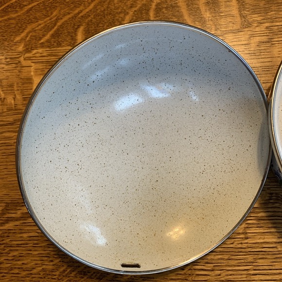 Vintage Asta Germany Enamel Cookware Small Pot 8.5" Diameter Blue Flowers - Picture 4 of 12